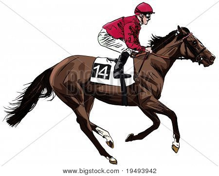 Vektor-Illustration eines Renn-Pferd und jockey