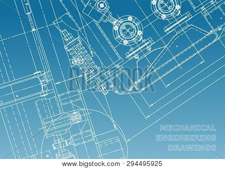 Blueprint. Vector Engineering Illustration. Computer Aided Design Systems. Instrument-making Drawing