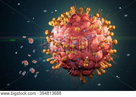 The herpes virus (VZV) is one of the herpes viruses known to infect humans. It causes changes on the skin of the mouth and other parts of the body such as the eyes or skin. 3d illustration