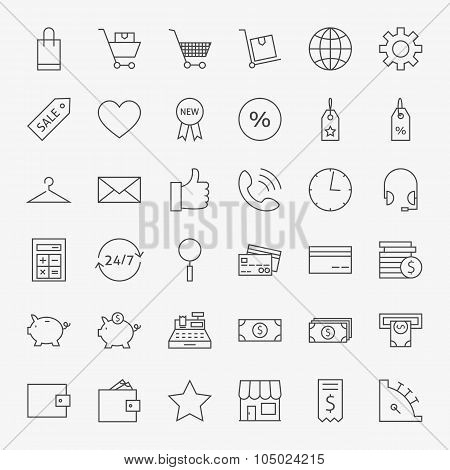 Line Online Shopping And Commerce Icons Big Set