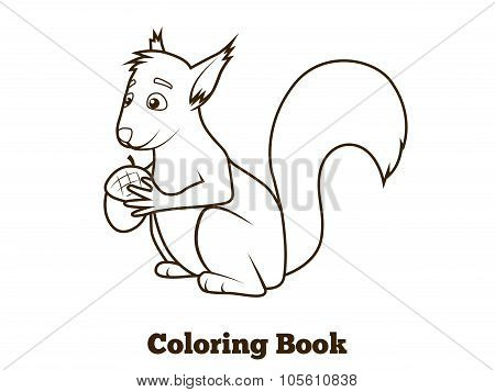 Forest squirrel cartoon coloring book vector