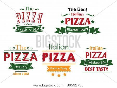 Italian pizza colorful labels