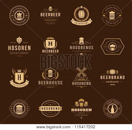 Vintage Beer Logos Set. Vector design elements