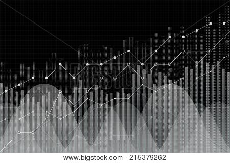 Financial growth revenue graph vector illustration. Financial growth revenue trend lines columns, market economy background. Chart growth analytics strategy concept, financial growth revenue.