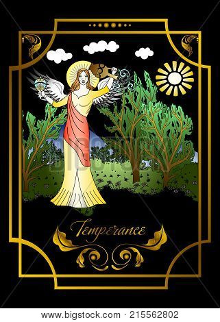 the illustration - card for tarot - the Temperance.