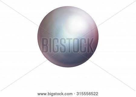 Realistic Single Shiny Natural Rainbow Sea Pearl With Light Effects Isolated On White Background. Sp