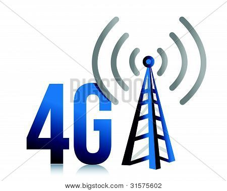 4G speed tower connection illustration design over white