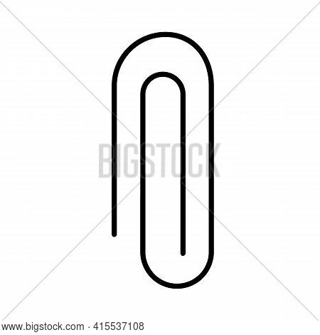 Simple Paper Clip Thin Line Icon In Black. Email Attachment Or Attached File Concept. Trendy Isolate