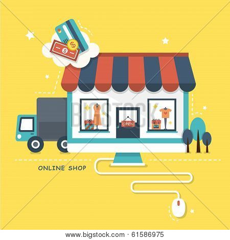 Flat Design Illustration Concept Of Online Shop