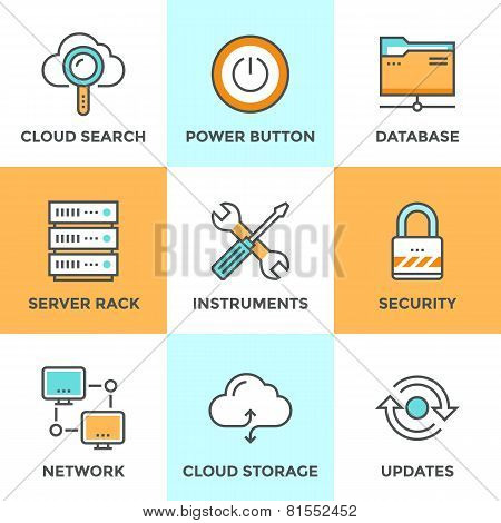 Cloud Computing Line Icons Set