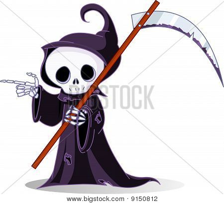 Cartoon Grim Reaper  Pointing