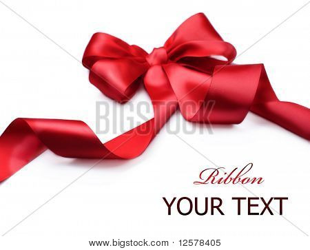 Archet de cadeau de satin rouge. Ruban. Isolated on white