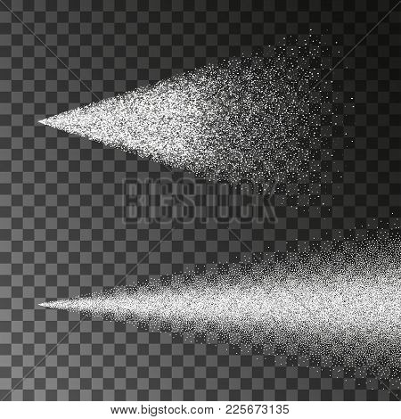 Airy Water Spray Mist Vector Set. Sprayer Fog Isolated On Black Transparent Background. Airy Spray A