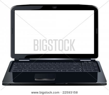 Opened laptop. All elements and textures are individual objects. Vector illustration scale to any size.