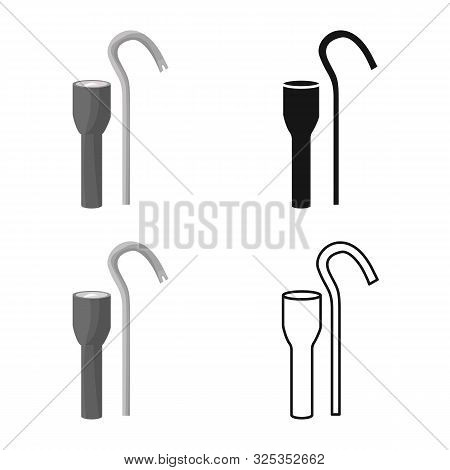 Vector Illustration Of Flashlight And Picklock Sign. Collection Of Flashlight And Security Stock Sym