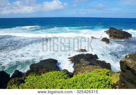 View of Indian ocean at Gris Gris beach on south of tropical island Mauritius.