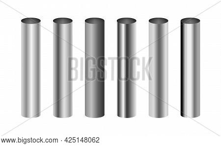 Cylinder Metal Aluminum Pipe Chrome Bar. Metal Pole Vector Steel Aluminium Iron Pipe