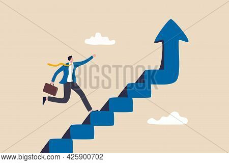 Improvement Or Career Growth, Stairway To Success, Growing Income Or Improve Skill To Achieve Busine