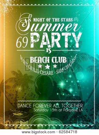 Summer Party Flyer for Music Club events for latin dance.