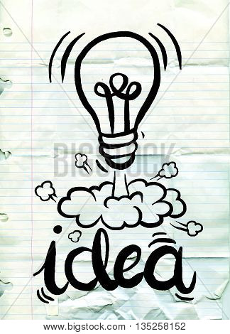 Hand Drawing Light Bulb Idea Vector Illustration