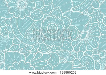 Seamless pattern with stylized flowers. Ornate zentangle seamless texture, pattern with abstract flowers. Floral pattern can be used for wallpaper, pattern fills, web page background.