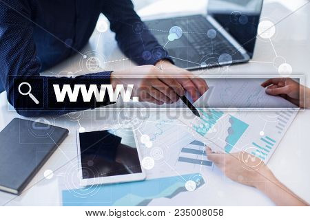 Search Bar With Www Text. Web Site, Url. Digital Marketing. Business, Internet And Technology Concep