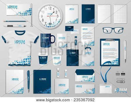 Corporate Branding Identity Template Design. Modern Stationery Mockup Blue Color. Business Style Sta