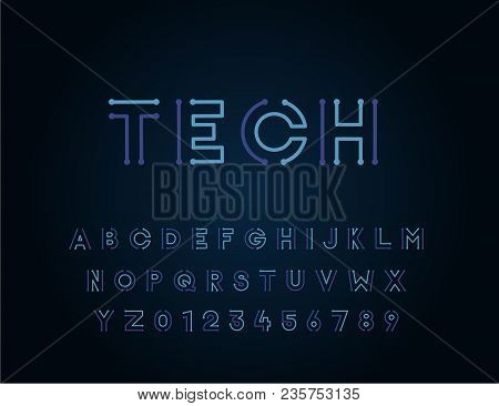 Tech Vector Font Typeface Unique Design. For Technology, Circuits, Engineering, Digital , Gaming, Sc