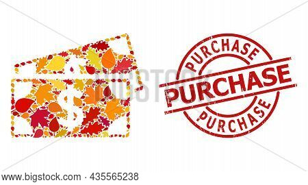 Dollar Banknotes Collage Icon Done For Fall Season, And Purchase Scratched Seal. Vector Dollar Bankn