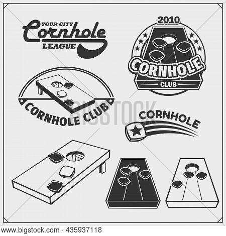 Cornhole Badges, Labels And Design Elements. Sport Club Emblems.