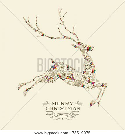 Merry Christmas Vintage Reindeer Greeting Card