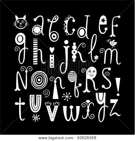 English alphabet. Black background