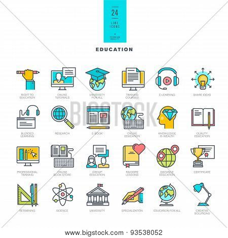 Set of line modern color icons