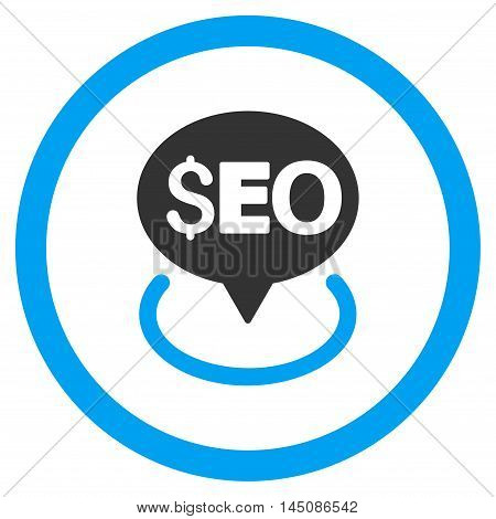 Seo Geotargeting rounded icon. Vector illustration style is flat iconic bicolor symbol, blue and gray colors, white background.