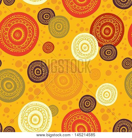 ethnic seamless pattern. Indian ornament, kaleidoscopic flora pattern, mandala. range, circle, round, disk. nice African abstract seamless pattern. seamless pattern with circles