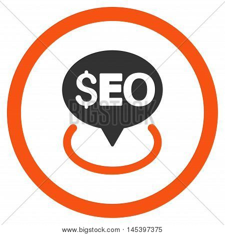 Seo Geotargeting rounded icon. Vector illustration style is flat iconic bicolor symbol, orange and gray colors, white background.