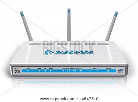 White wireless ADSL router