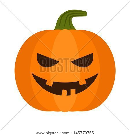 Cartoon halloween pumpkin. Vector pumpkin with sinister smiling face isolated on white background