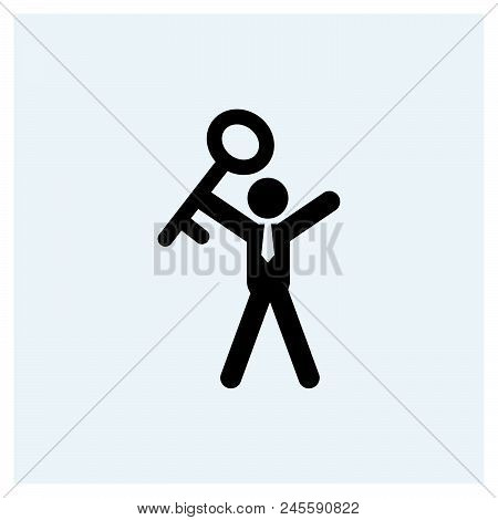 Man Holding Key Icon Vector Icon On White Background. Man Holding Key Icon Modern Icon For Graphic A