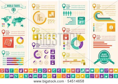 Flat Infographic Elements plus Icon Set. Vector EPS 10.