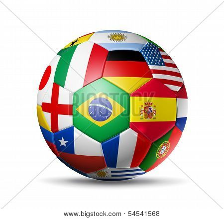 Brazil 2014,football Soccer Ball With World Teams Flags