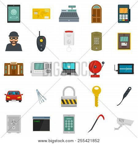 Burglar Robber Mugger Plunderer Icons Set. Flat Illustration Of 25 Burglar Robber Mugger Plunderer I