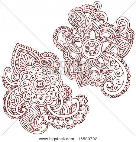 Käsin tehty abstrakti Henna (mehndi) Paisley Doodle vektori kuva sisustuselementtejä