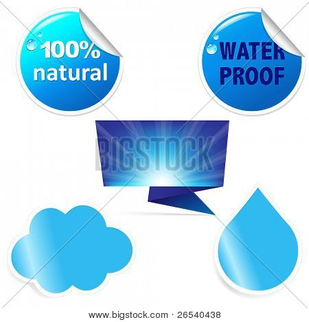 Water Sticker Set, Vector Illustration