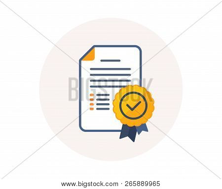 Certificate Diploma Icon. Graduation Document With Medal Sign. Education Certification Diploma Symbo