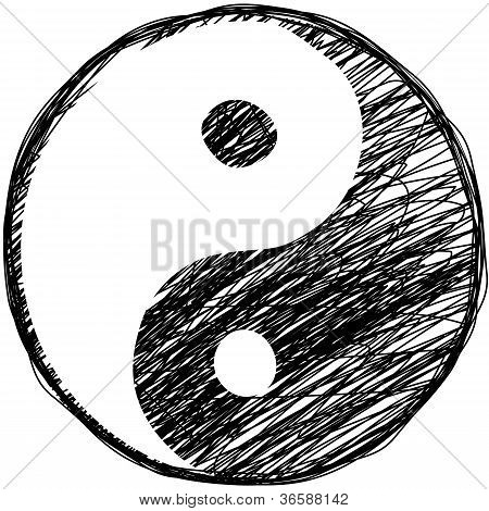 Doodle yin-yang symboli