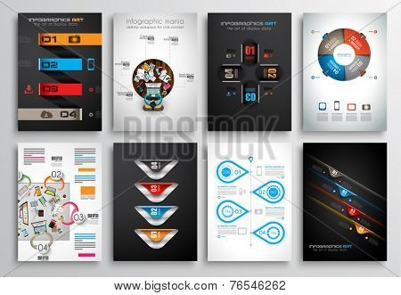 Set of Flyer Design, Web Templates. Brochure Designs, Technology Backgrounds. Mobile Technologies, Infographic  ans statistic Concepts and Applications covers.