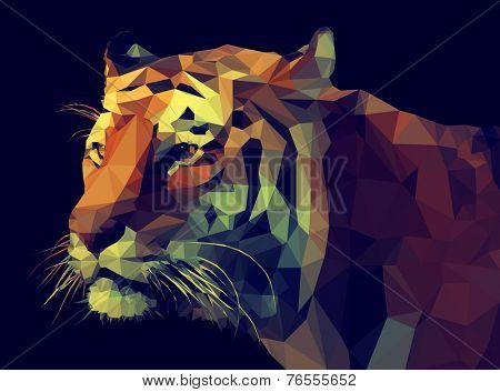 Low poly design. Tiger illustration.