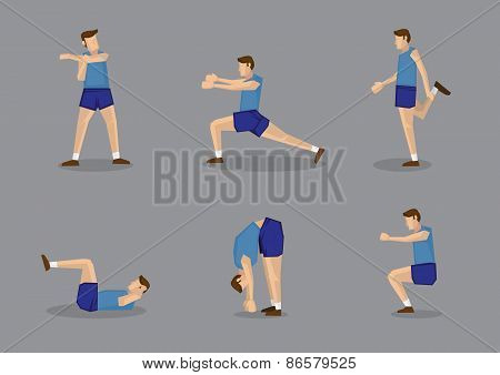 Male Sports Athlete In Blue Stretching And Warming Up