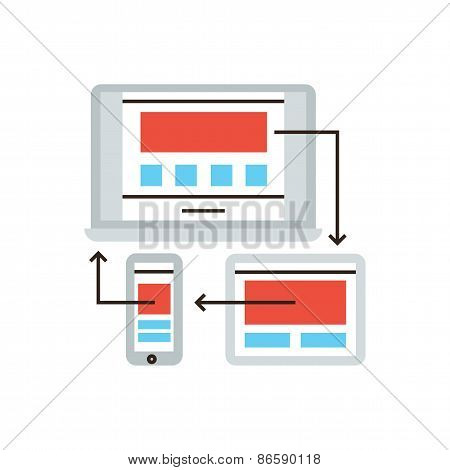 Responsive Design Flat Line Icon Concept